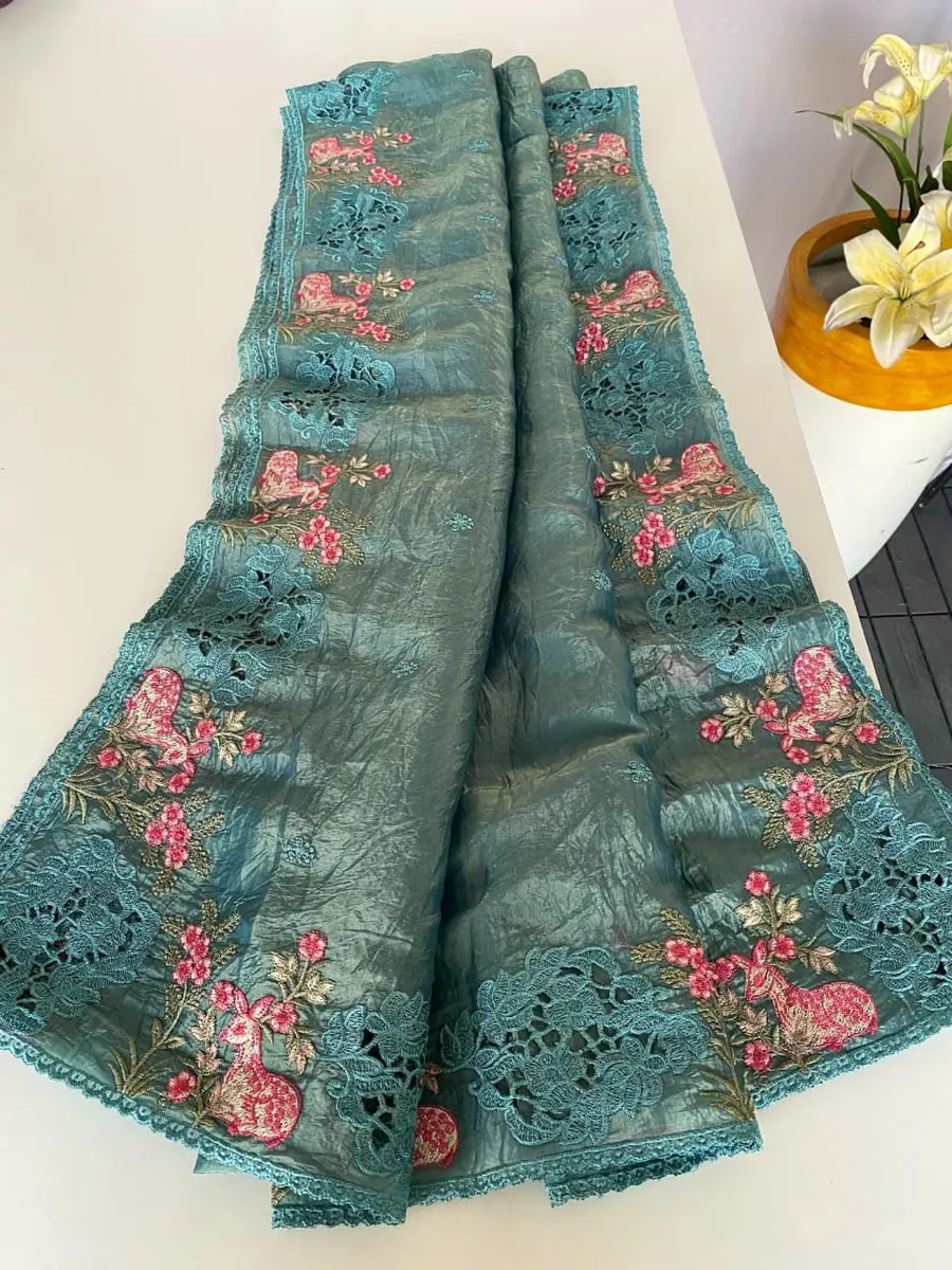  Luxury Crush Silk Saree for Women with Heavy Embroidery & Butti Blouse